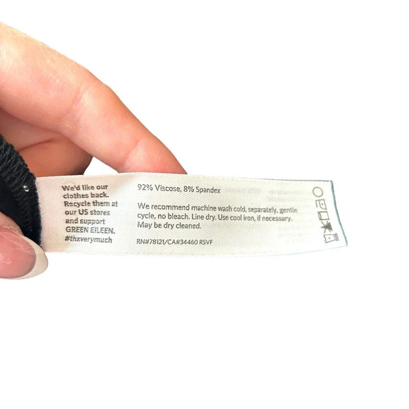 Eileen Fisher Black Viscose Jersey Asymmetric Hem Tunic Top Size Large - Picture 5 of 5